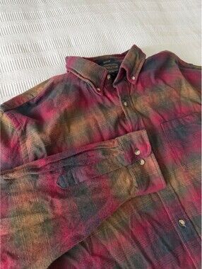 Pendleton Mason Flannel Plaid Cotton Western Shirt Red Green Brown XL